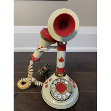 Telephone Vintage Rotary Candlestick Canada Flag Red Maple Leaf 1973 Working